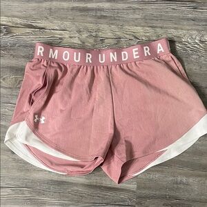 Under Armour Women's Blush and White Athletic Shorts